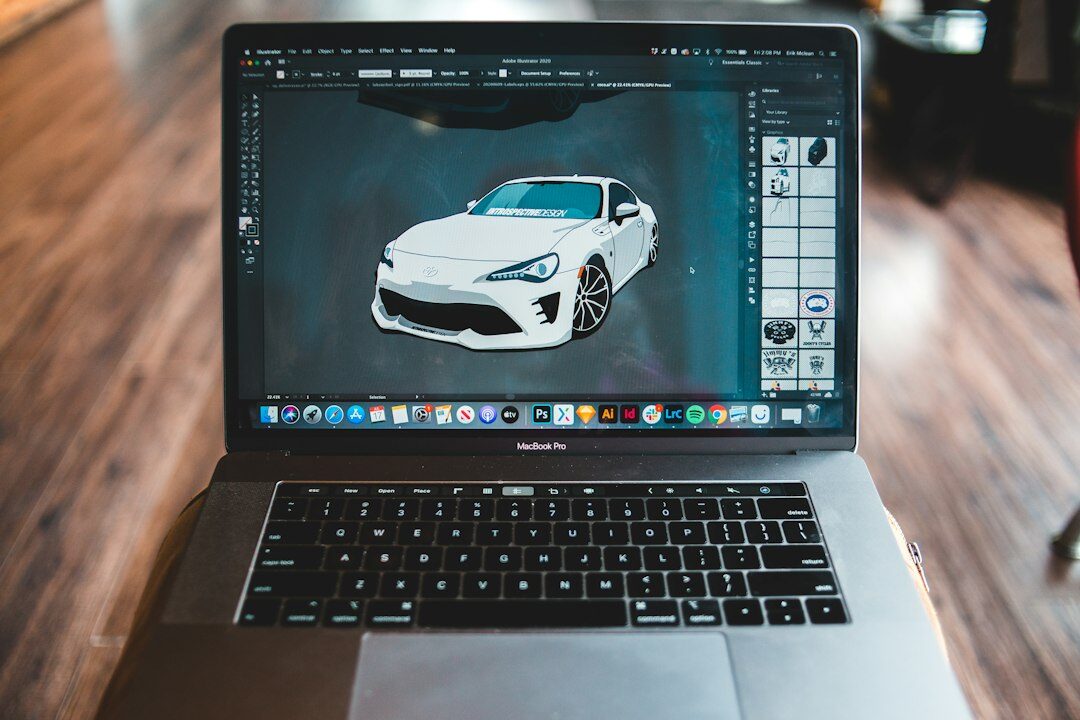 Laptop displaying professional video editing software